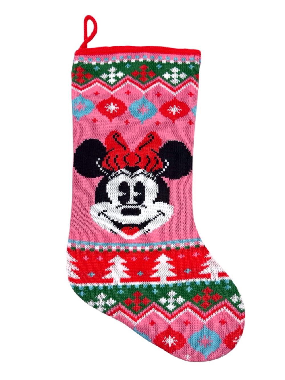 Disney Minnie Mouse knit Christmas stocking soft inner lining EUC